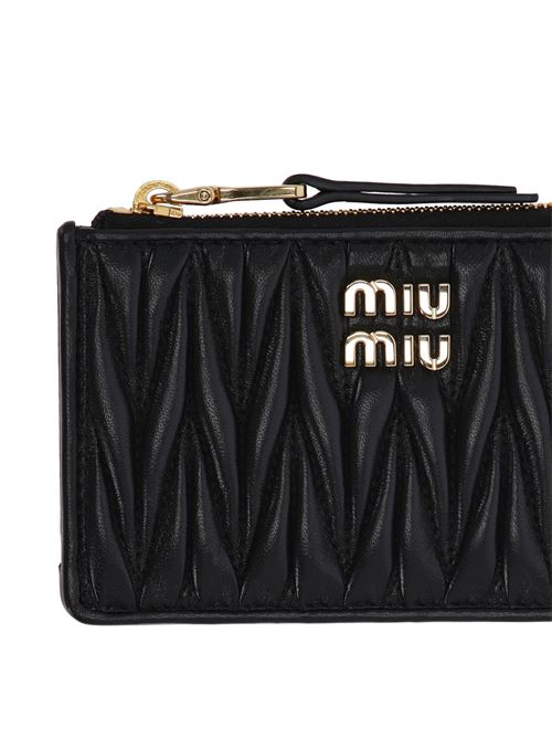 Black calf leather wallet MIU MIU | 5MB06M2FPPF0002